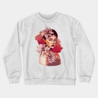 Beautiful portrait design asiatic woman watercolor artistic Crewneck Sweatshirt